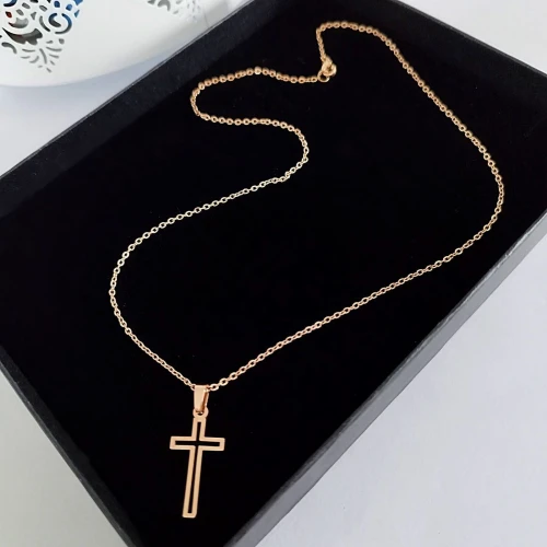 Naszyjnik krzyżyk srebrny- stal chirurgiczna