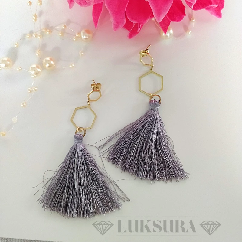 Kolczyki frędzelki frędzle wiszące szare - stal chirurgiczna.jpg