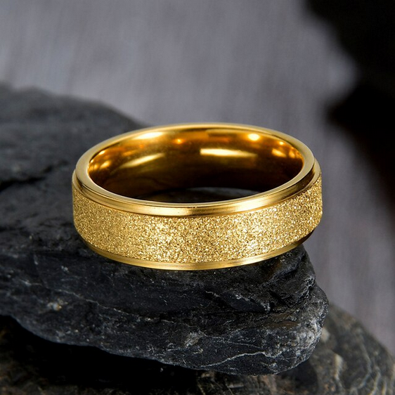Obrączka złota efekt brokatu - 6mm - stal chirurgiczna