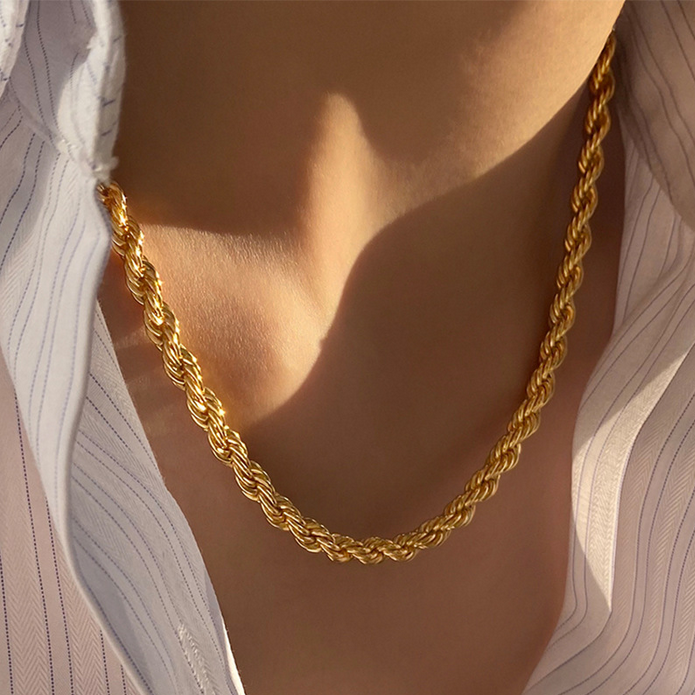 Komplet biżuterii LUKSUSOWY gruby splot KORDA złoty