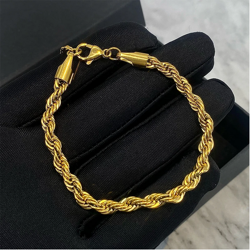 Komplet biżuterii LUKSUSOWY gruby splot KORDA złoty