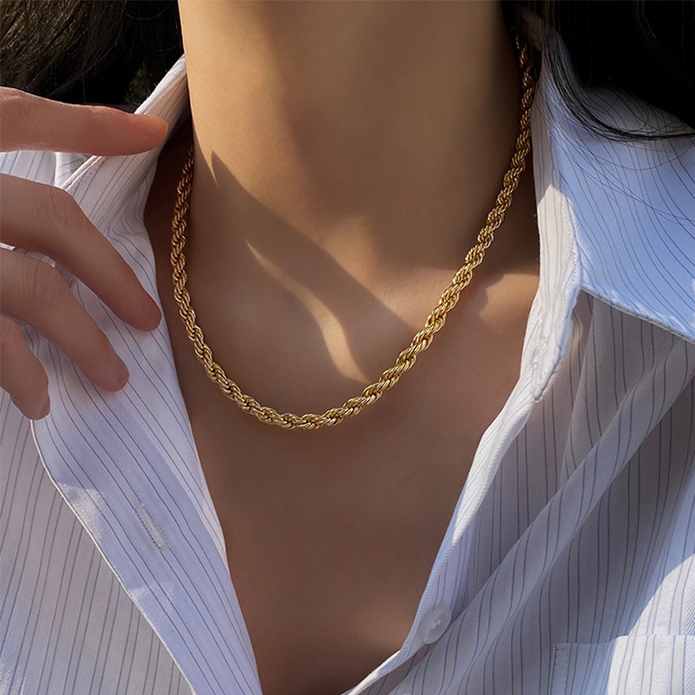 Komplet biżuterii LUKSUSOWY gruby splot KORDA - stal chirurgiczna