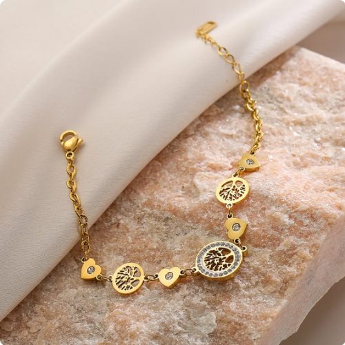 Bransoletka ze stali nierdzewnej drzewka szczęścia serce