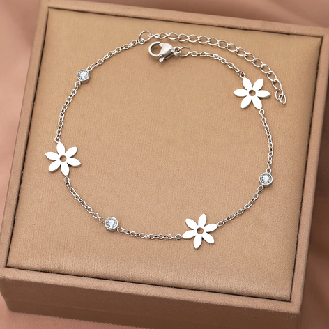 Bransoletka celebrytka kwiatek stal chirurgiczna