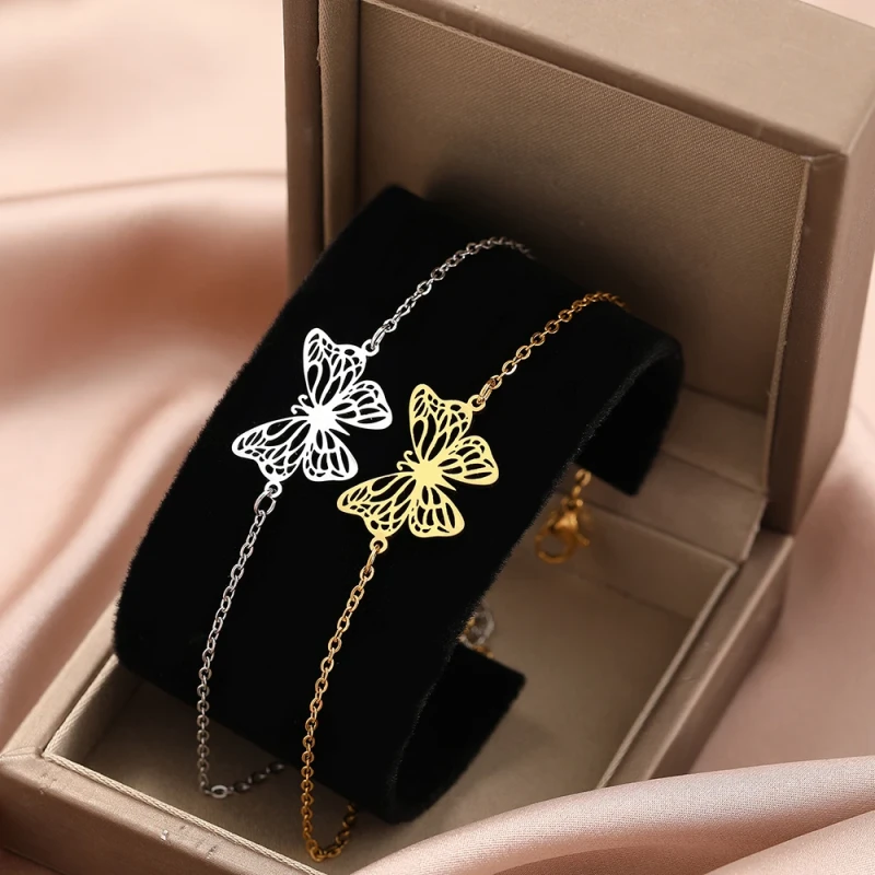 Bransoletka ze stali nierdzewnej motyl