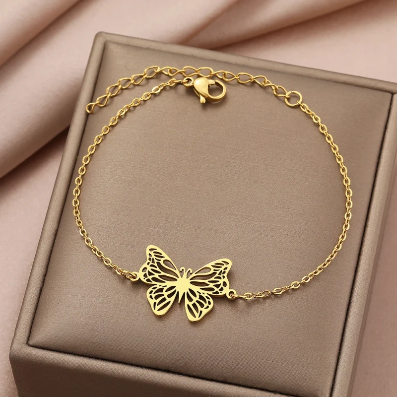 Bransoletka ze stali nierdzewnej motyl