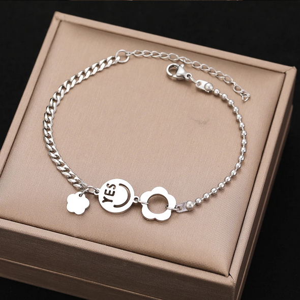 Bransoletka ze stali nierdzewnej uśmiech kwiat