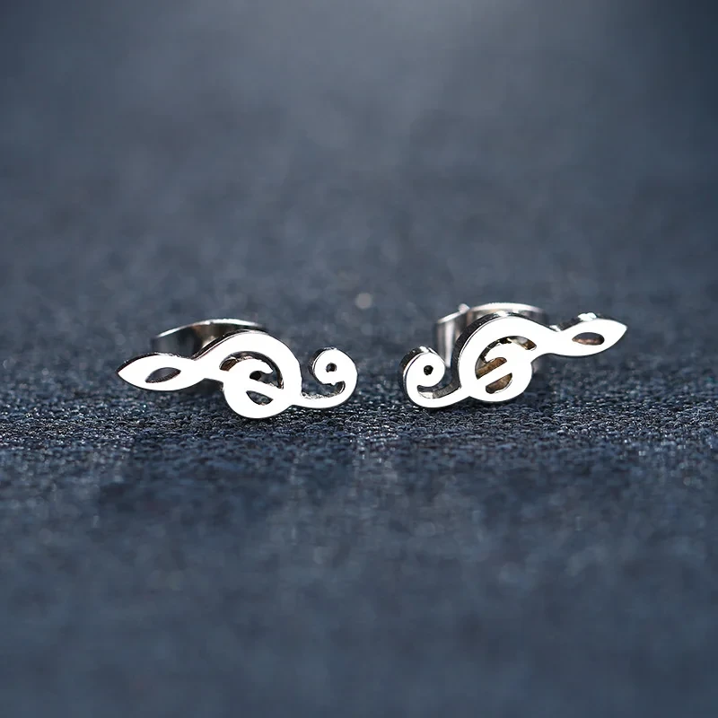 Kolczyki klucz wiolinowy nutka - stal chirurgiczna