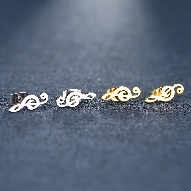 Kolczyki klucz wiolinowy nutka - stal chirurgiczna