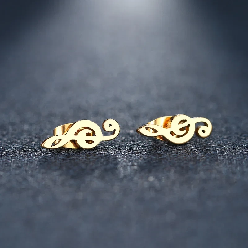 Kolczyki klucz wiolinowy nutka - stal chirurgiczna