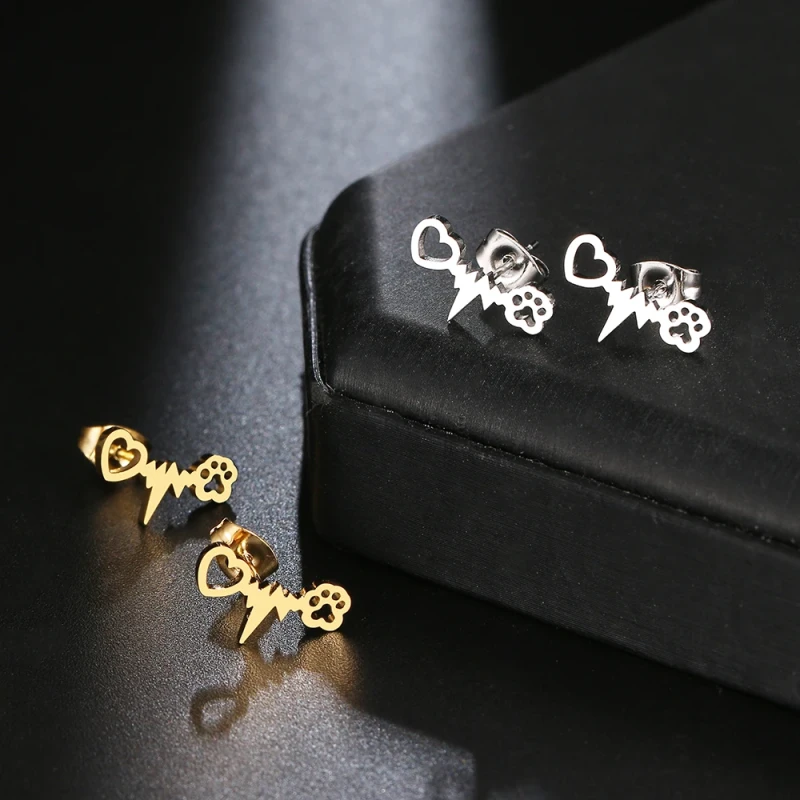 Kolczyki miłość do zwierząt - stal chirurgiczna