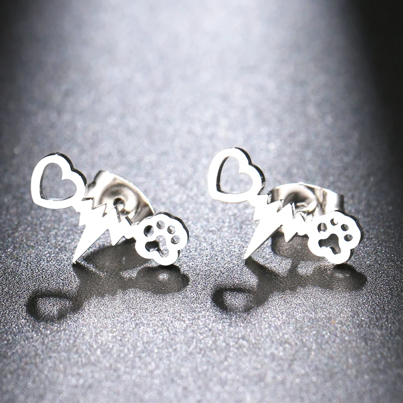 Kolczyki miłość do zwierząt - stal chirurgiczna