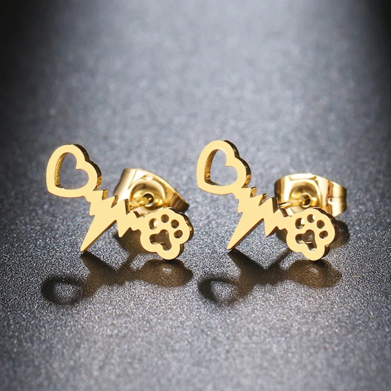 Kolczyki miłość do zwierząt - stal chirurgiczna