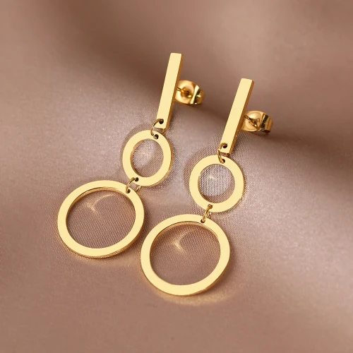 Kolczyki długie koła - stal chirurgiczna