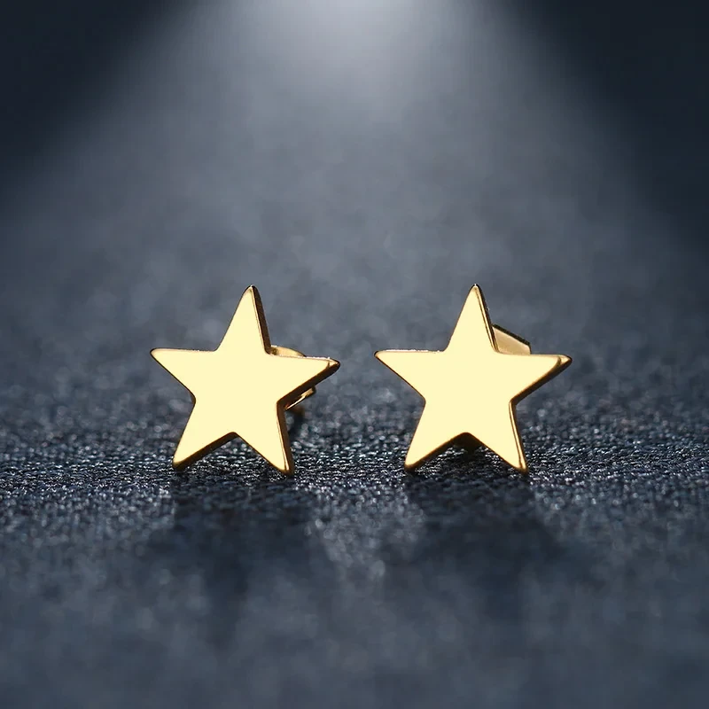 Złote / srebrne kolczyki gwiazdka wkrętka - stal chirurgiczna
