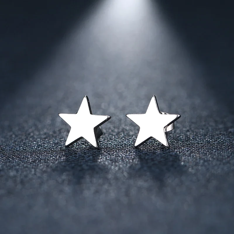 Złote / srebrne kolczyki gwiazdka wkrętka - stal chirurgiczna