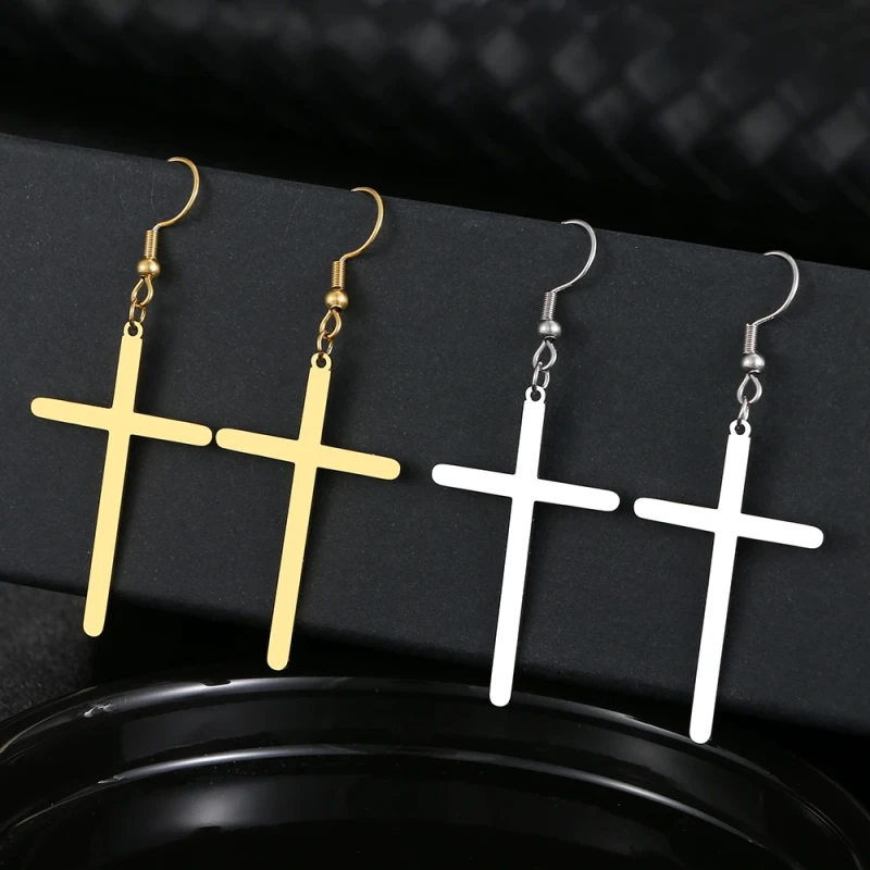 Kolczyki krzyżyki gładkie - stal chirurgiczna