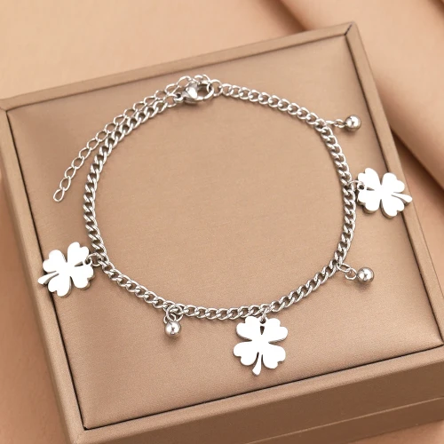 Bransoletka trzy koniczyny ze stali chirurgicznej