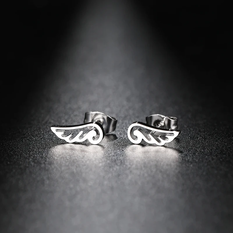 Delikatne kolczyki skrzydełka sztyft - stal chirurgiczna