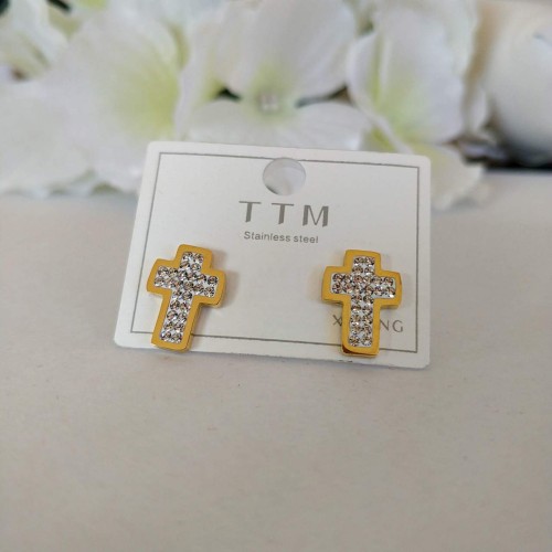 Kolczyki Krzyżyki z cyrkoniami wkrętki - stal chirurgiczna 