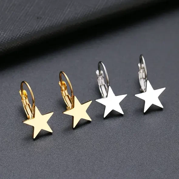 Złote / srebrne kolczyki gwiazdka - stal chirurgiczna - LUKSURA