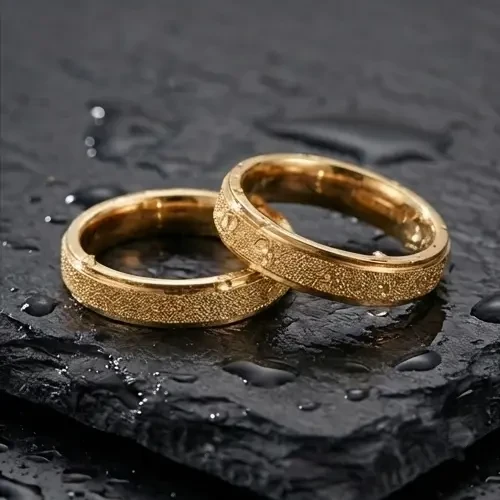 Złota Obrączka z Efektem Blasku 6mm Stal Chirurgiczna