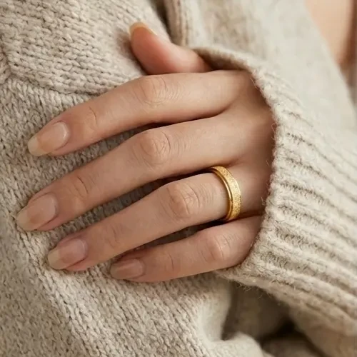 Złota Obrączka z Efektem Blasku 6mm Stal Chirurgiczna