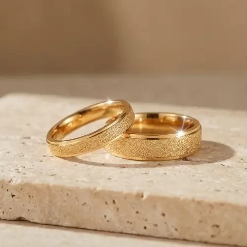 Złota Obrączka z Efektem Blasku 6mm Stal Chirurgiczna