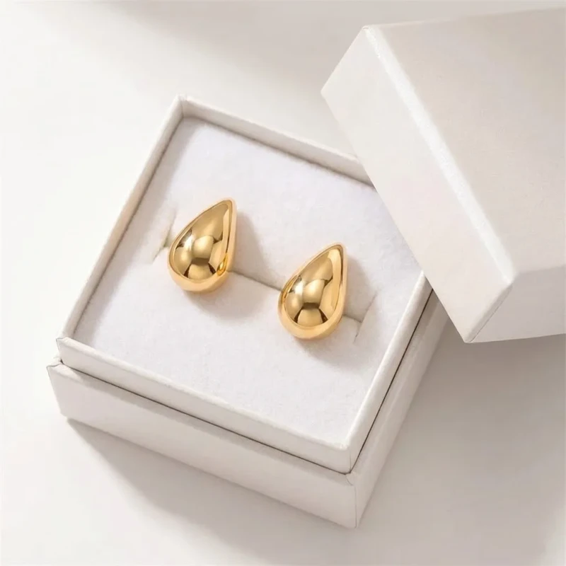 Kolczyki kropla wody 3cm łezka ze stali chirurgicznej.webp