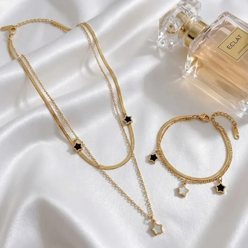 Komplet biżuterii gwiazdki - stal chirurgiczna.webp