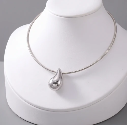 Srebrny Naszyjnik Kropla Wody Łezka (40+7 cm) – Stal 316L