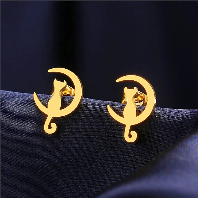 Kolczyki złote kot księżyc - stal chirurgiczna.jpg