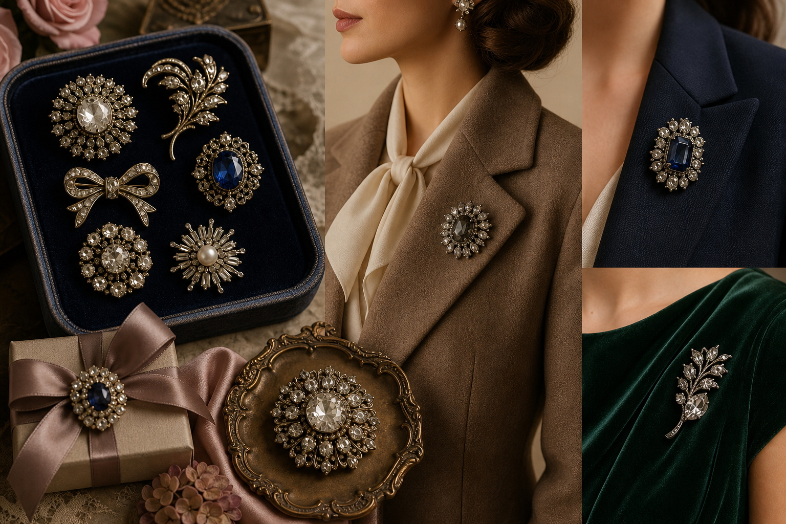 Broszki z kryształami w stylu vintage i retro – elegancki dodatek statement