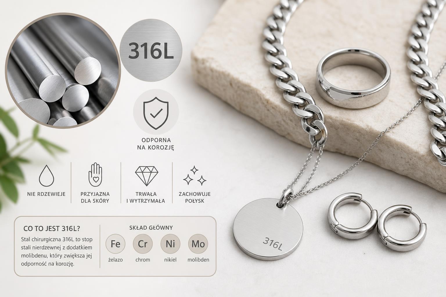 Stal chirurgiczna 316L — co to jest i dlaczego stosuje się ją w biżuterii?